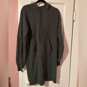 Iris & Ink 100% Cashmere Hoodie Sweater Dress Gray XL Luxury Knit